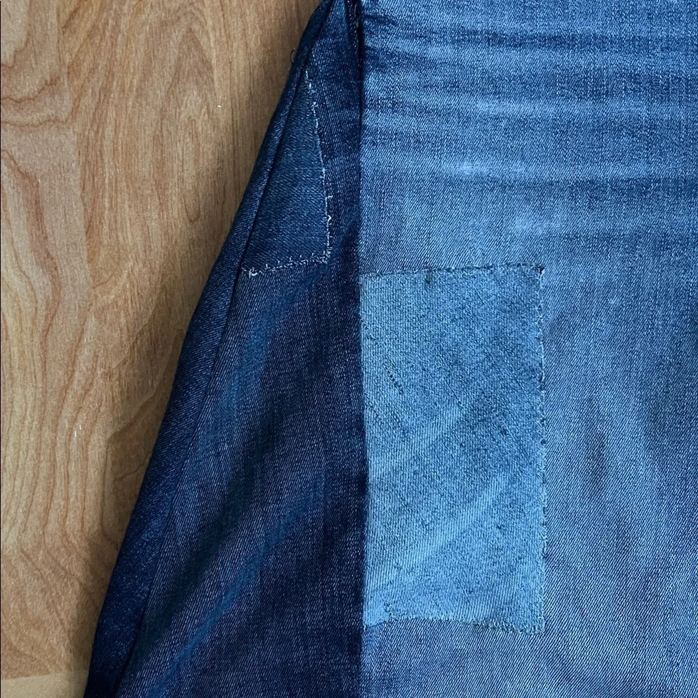 Upcycled Reworked MOTHER Superior 2 Tone Denim Barrels w Bronze Details sz 27 - Picture 14 of 17